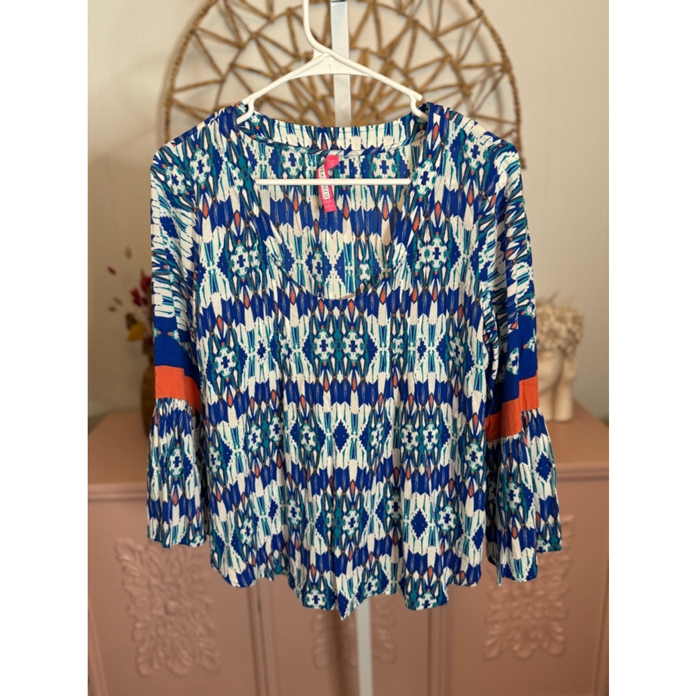 Women's Plenty by Tracy Reese Blouse, Size S, Blue &‎ Orange